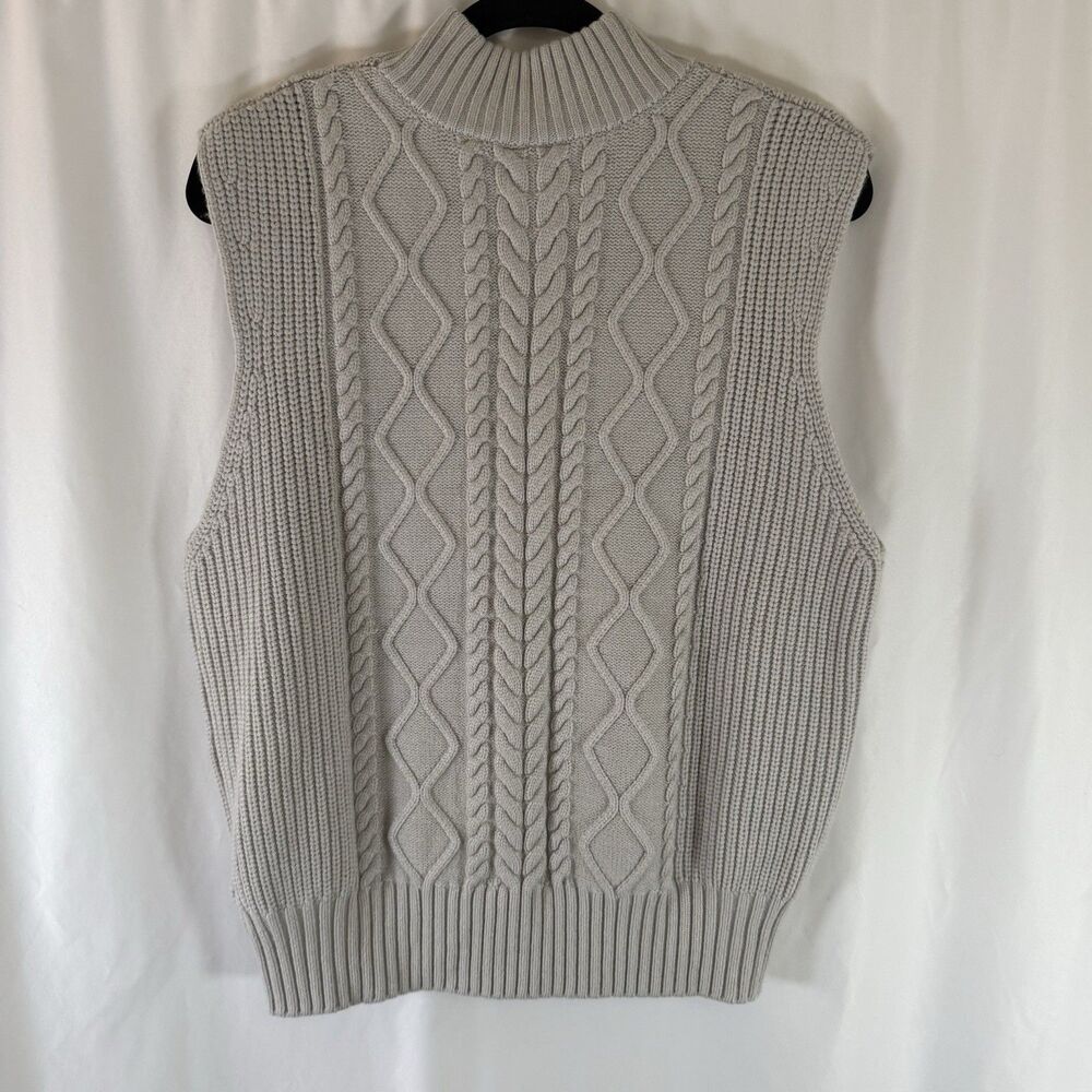 Varley Sweater Vest Women's Medium Grey Turtleneck Cableknit Sleeveless - Picture 7 of 10